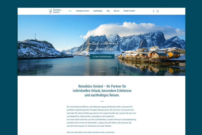 Website-Layouts und Webdesign für Reisebüro